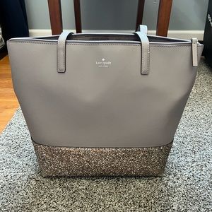 Kate Spade Gray and Glitter Gold Tote